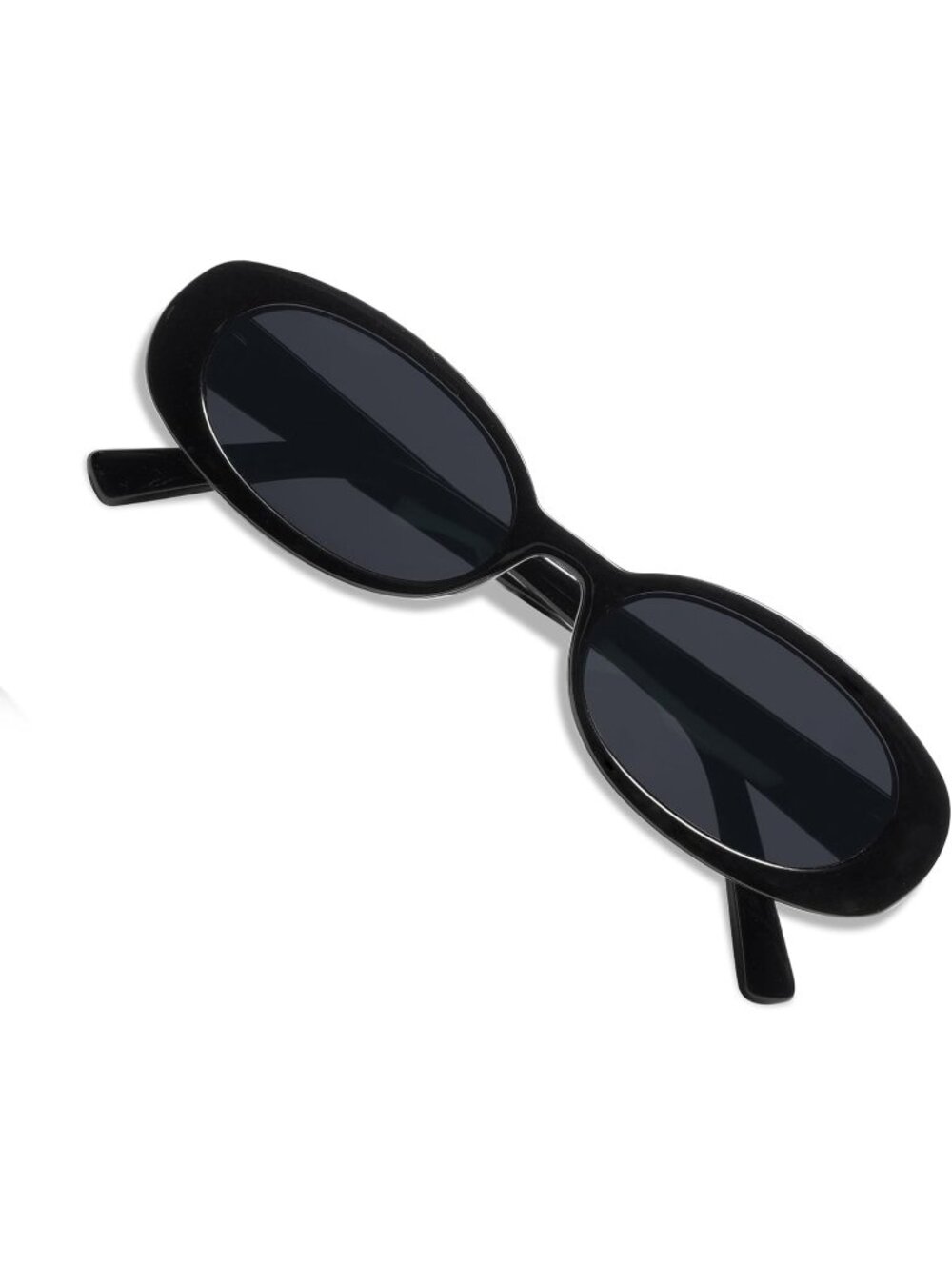 Women's Black Grey Polarized Retro Oval Small Narrow VL9580 90s Sunglasses